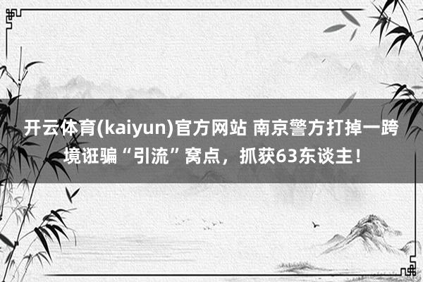 开云体育(kaiyun)官方网站 南京警方打掉一跨境诳骗“引流”窝点，抓获63东谈主！