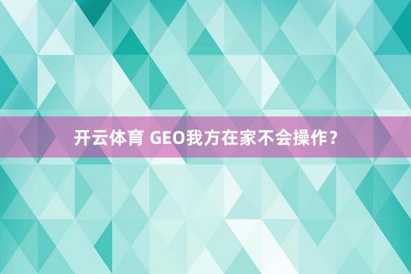 开云体育 GEO我方在家不会操作？
