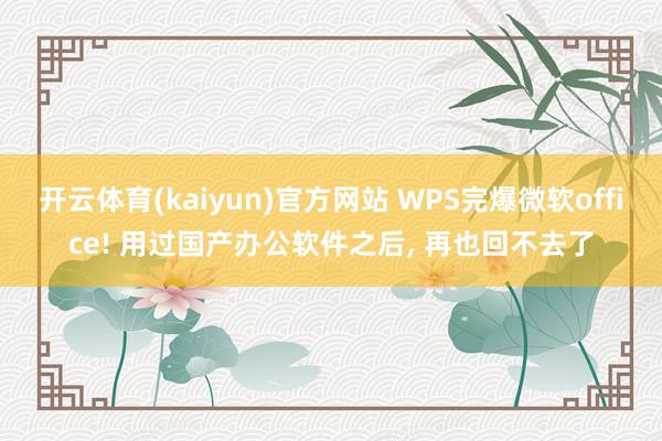 开云体育(kaiyun)官方网站 WPS完爆微软office! 用过国产办公软件之后, 再也回不去了