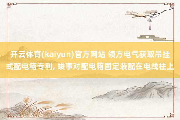 开云体育(kaiyun)官方网站 领方电气获取吊挂式配电箱专利, 竣事对配电箱固定装配在电线柱上