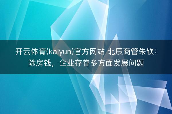 开云体育(kaiyun)官方网站 北辰商管朱钦:除房钱,企业存眷多方面发展问题