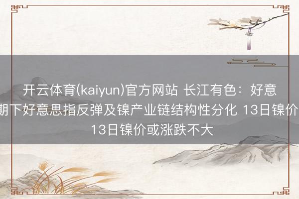开云体育(kaiyun)官方网站 长江有色：好意思CPI超预期下好意思指反弹及镍产业链结构性分化 13日镍价或涨跌不大