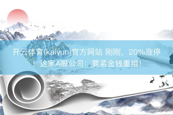 开云体育(kaiyun)官方网站 刚刚，20%涨停！这家A股公司：要紧金钱重组！