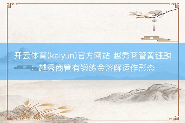 开云体育(kaiyun)官方网站 越秀商管黄钰麟：越秀商管有锻练金溶解运作形态