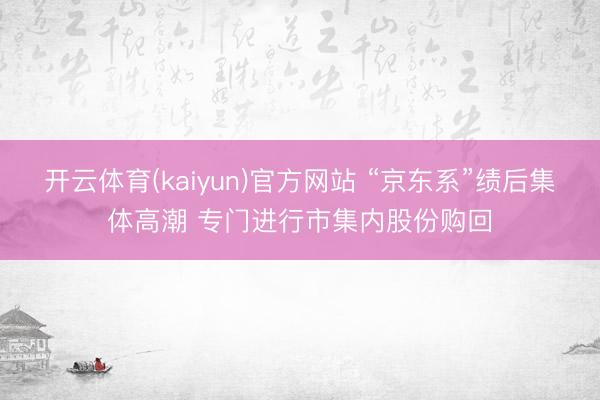 开云体育(kaiyun)官方网站 “京东系”绩后集体高潮 专门进行市集内股份购回