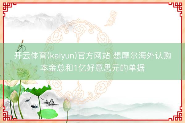 开云体育(kaiyun)官方网站 想摩尔海外认购本金总和1亿好意思元的单据