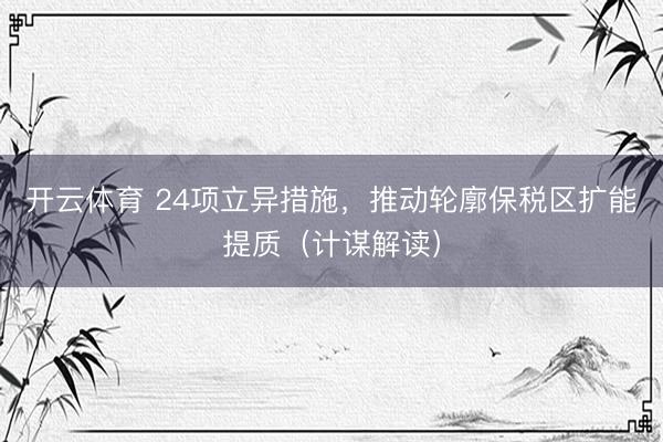 开云体育 24项立异措施,推动轮廓保税区扩能提质(计谋解读)