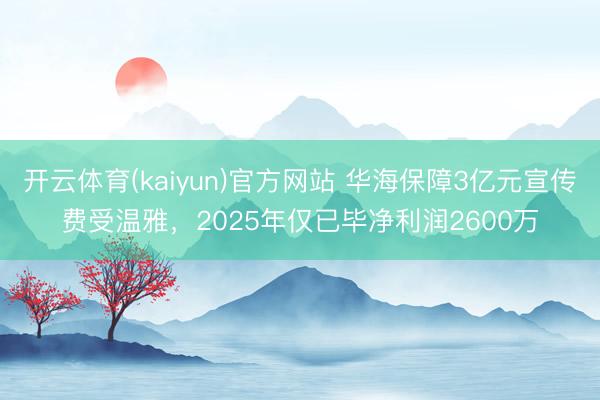 开云体育(kaiyun)官方网站 华海保障3亿元宣传费受温雅，2025年仅已毕净利润2600万