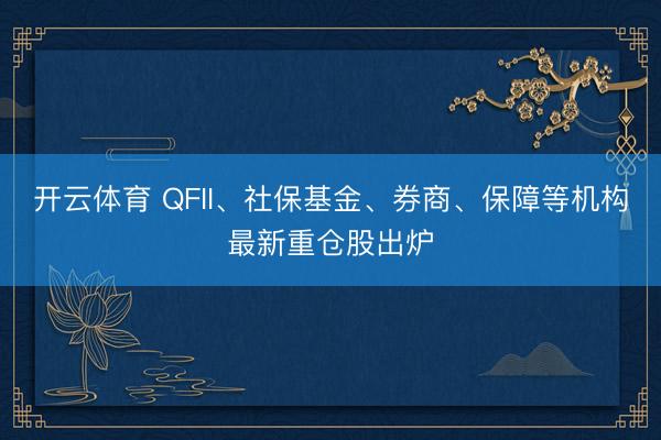 开云体育 QFII、社保基金、券商、保障等机构最新重仓股出炉