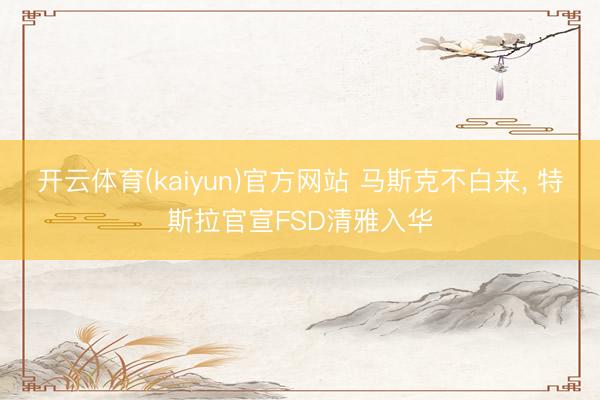 开云体育(kaiyun)官方网站 马斯克不白来， 特斯拉官宣FSD清雅入华