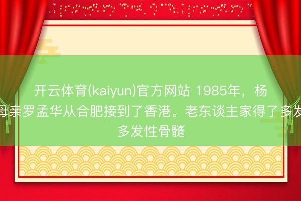 开云体育(kaiyun)官方网站 1985年，杨振宁把母亲罗孟华从合肥接到了香港。老东谈主家得了多发性骨髓