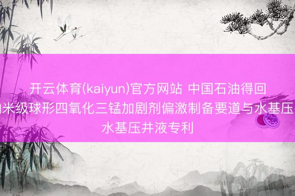 开云体育(kaiyun)官方网站 中国石油得回改性微纳米级球形四氧化三锰加剧剂偏激制备要道与水基压井液专利